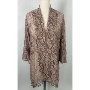 NWT-Emi&Joe Large Lace Floral Sheer Cardigan Embroidered‎ Bohemian Flowy Gypsy